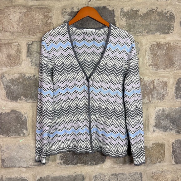 Pendleton Sweaters - Pendleton‎ Silk Cotton Chevron Zigzag Cardigan Sweater Blue Purple XL One Button